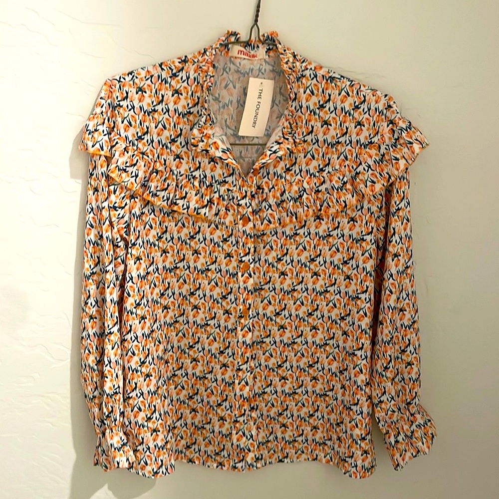 Mazik button up tulip blouse